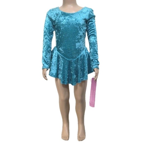 Gilda Marx VTG Bow Keyhole Crushed Velvet Dance Skate Dress Leotard Kids 4/6 - Picture 4 of 16